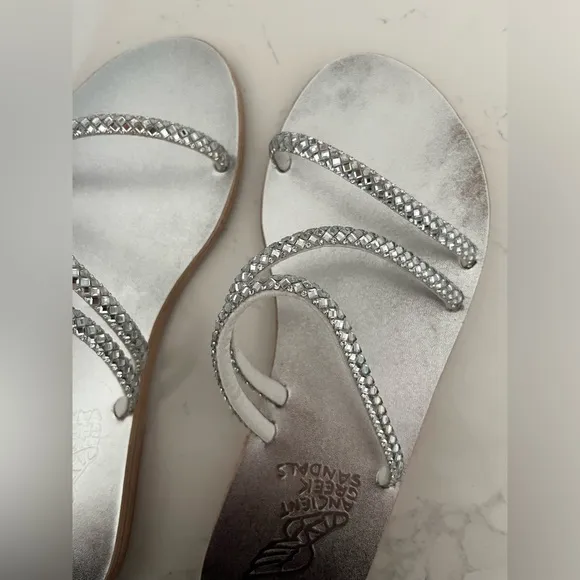 Ancient Greek Sandals Polytimi Crystal-Embellished Leather Sandals, 38 / 8