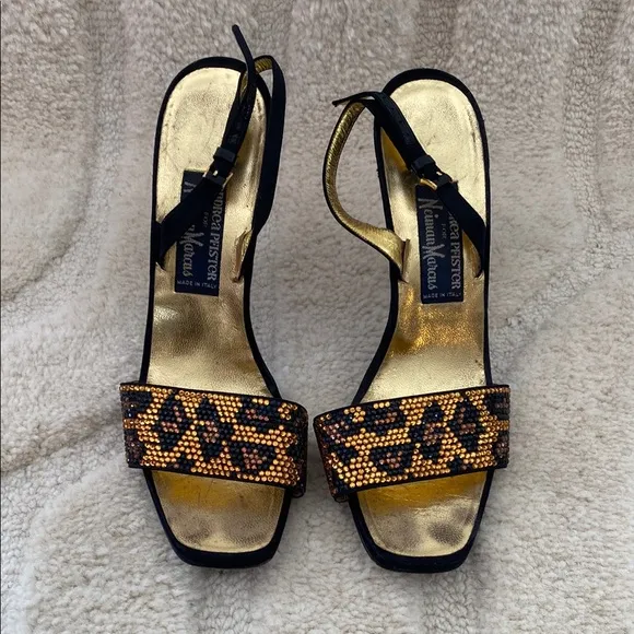ANDREA PFISTER | Elegant Gold and Black Women's Sandals