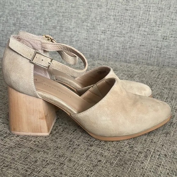 Anthropologie Meredith Block Heel Suede Shoes Size 7.5