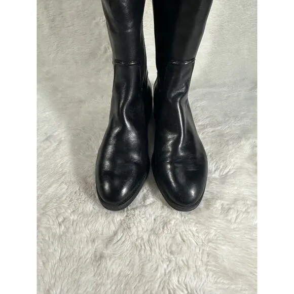 Antonio Melani Size 8.5M NEERA black Leather Knee High Boots Womens Shoes