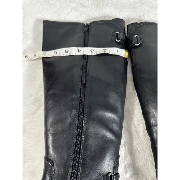 Antonio Melani Size 8.5M NEERA black Leather Knee High Boots Womens Shoes