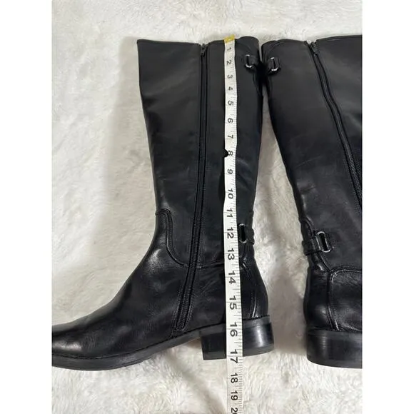 Antonio Melani Size 8.5M NEERA black Leather Knee High Boots Womens Shoes