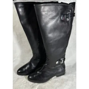 Antonio Melani Size 8.5M NEERA black Leather Knee High Boots Womens Shoes