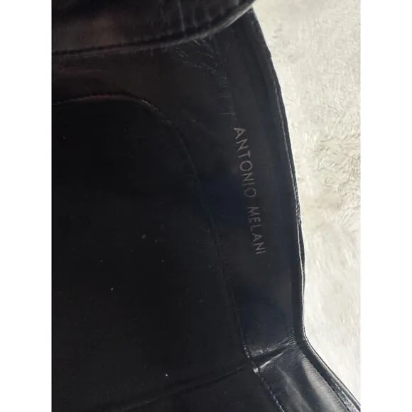 Antonio Melani Size 8.5M NEERA black Leather Knee High Boots Womens Shoes