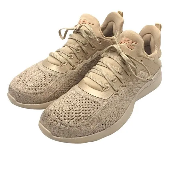 APL Womens TechLoom Tracer Sneaker Shoes 8 Champagne Lace Up Metallic Knit