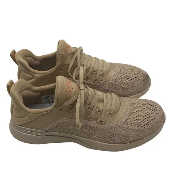 APL Womens TechLoom Tracer Sneaker Shoes 8 Champagne Lace Up Metallic Knit