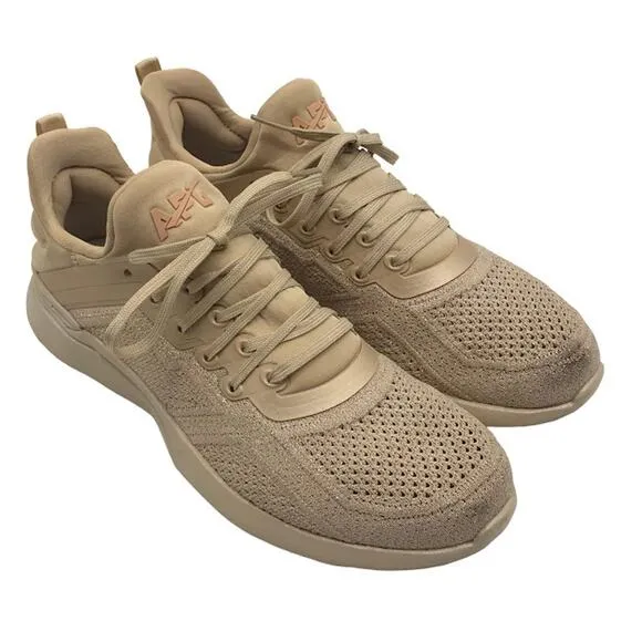 APL Womens TechLoom Tracer Sneaker Shoes 8 Champagne Lace Up Metallic Knit