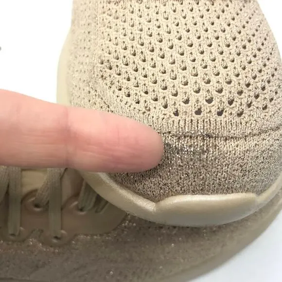APL Womens TechLoom Tracer Sneaker Shoes 8 Champagne Lace Up Metallic Knit