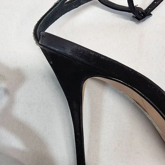 AQUA Women's Infinity Detail High Heel Dress Sandals Jet Crystal/ Black Size 9.5