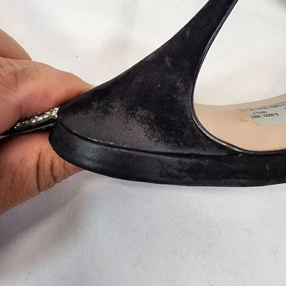 AQUA Women's Infinity Detail High Heel Dress Sandals Jet Crystal/ Black Size 9.5