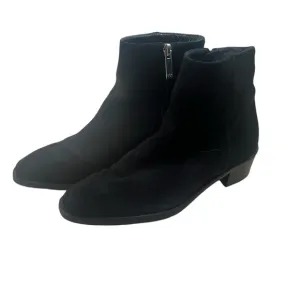 Aquatalia Black Ankle Booties Waterproof Suede with Stacked Heel  Size 6M