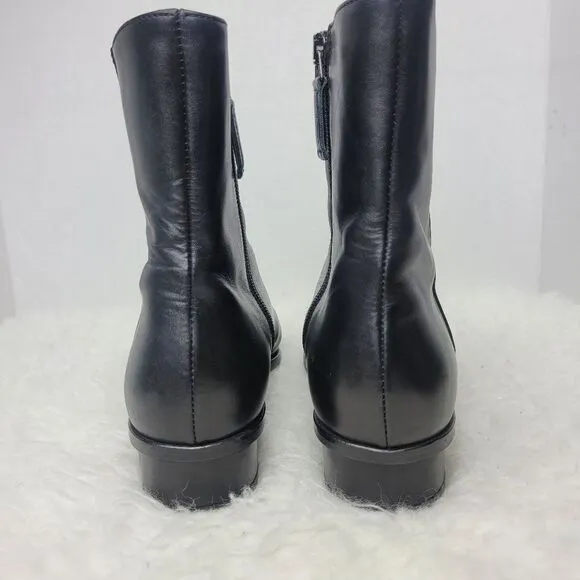 Aquatalia Lucie Women's Bootie Size 7.5  Weatherproof Black Leather Square-Toe