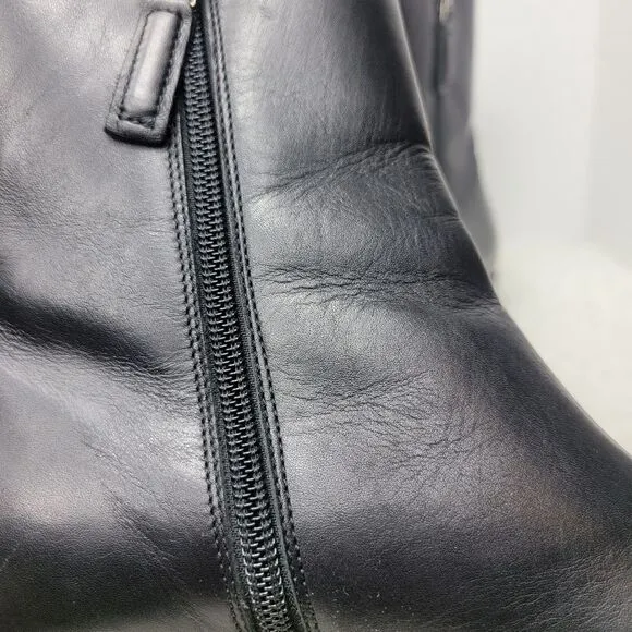 Aquatalia Lucie Women's Bootie Size 7.5  Weatherproof Black Leather Square-Toe