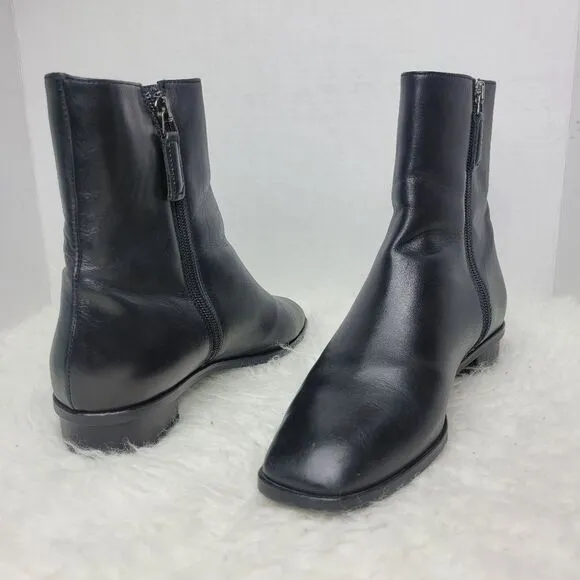 Aquatalia Lucie Women's Bootie Size 7.5  Weatherproof Black Leather Square-Toe