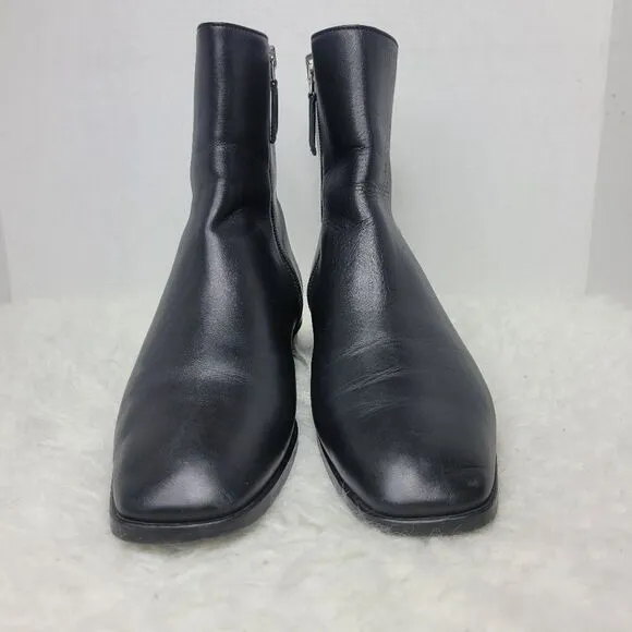 Aquatalia Lucie Women's Bootie Size 7.5  Weatherproof Black Leather Square-Toe