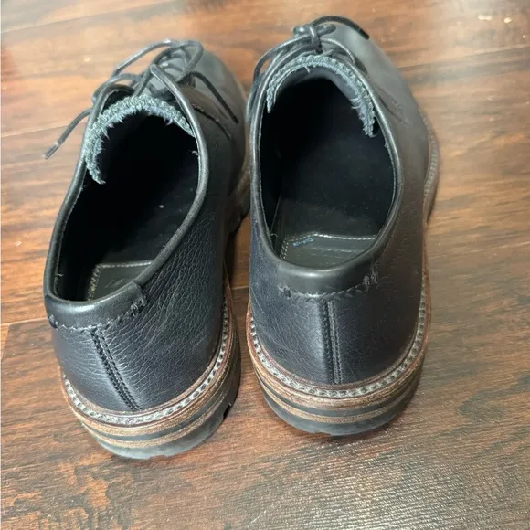 Aquatalia Men’s Leon Black Leather Lace Up Waterproof Shoes Size 9