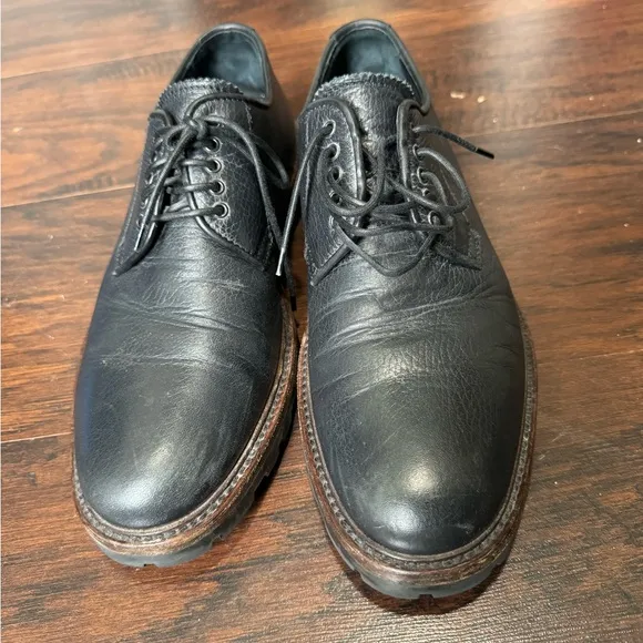 Aquatalia Men’s Leon Black Leather Lace Up Waterproof Shoes Size 9