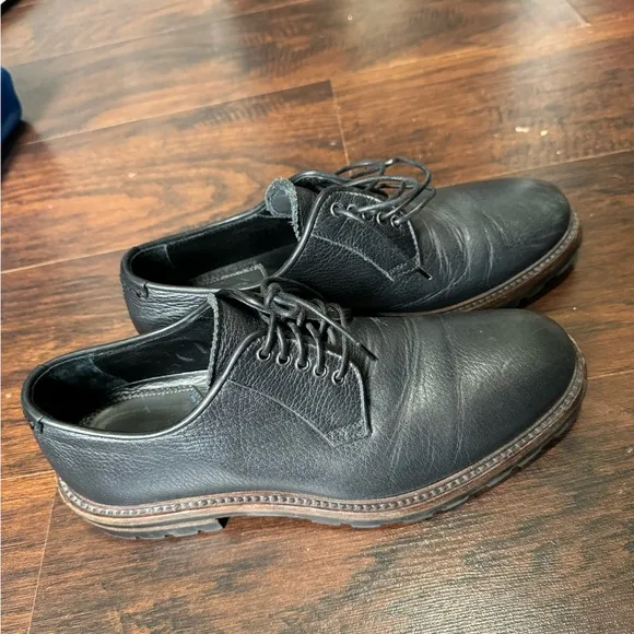 Aquatalia Men’s Leon Black Leather Lace Up Waterproof Shoes Size 9