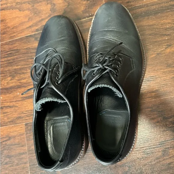 Aquatalia Men’s Leon Black Leather Lace Up Waterproof Shoes Size 9