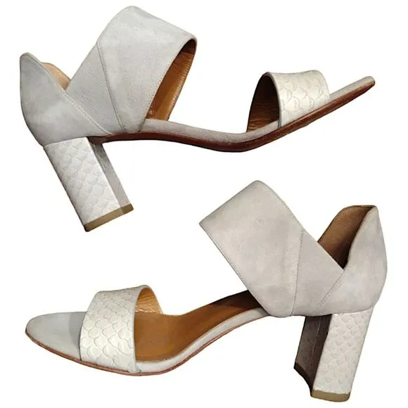 Aquatalia 'Suzanne' Suede Open Toe Block Heel Sandals, Size 6.5, Gray