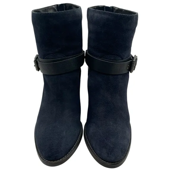 Aquatalia Womens Shoes Leather Boots Sz 7.5 Blue Suede Leather Heeled Italy