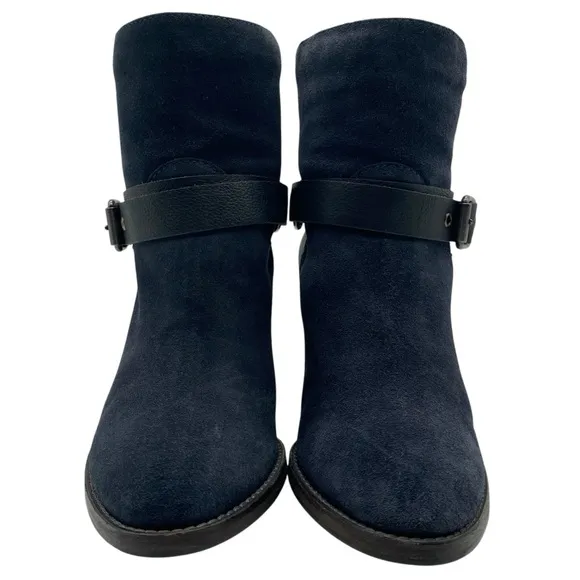 Aquatalia Womens Shoes Leather Boots Sz 7.5 Blue Suede Leather Heeled Italy