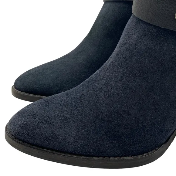 Aquatalia Womens Shoes Leather Boots Sz 7.5 Blue Suede Leather Heeled Italy
