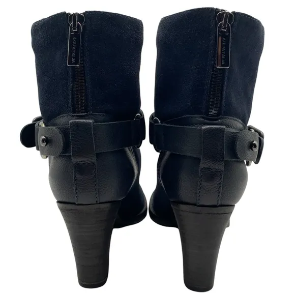 Aquatalia Womens Shoes Leather Boots Sz 7.5 Blue Suede Leather Heeled Italy