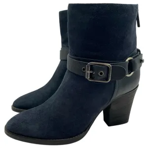Aquatalia Womens Shoes Leather Boots Sz 7.5 Blue Suede Leather Heeled Italy