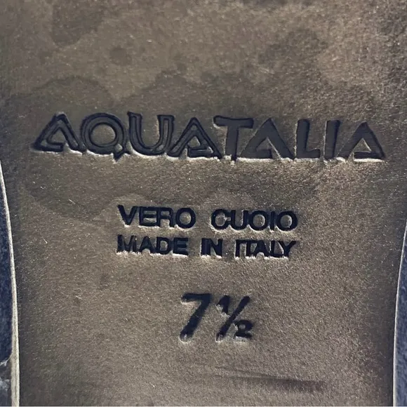 Aquatalia Womens Shoes Leather Boots Sz 7.5 Blue Suede Leather Heeled Italy