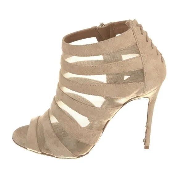 Aquazzura Beige Tan Nude Suede Mesh Accents Pumps US 7.5, IT 37.5