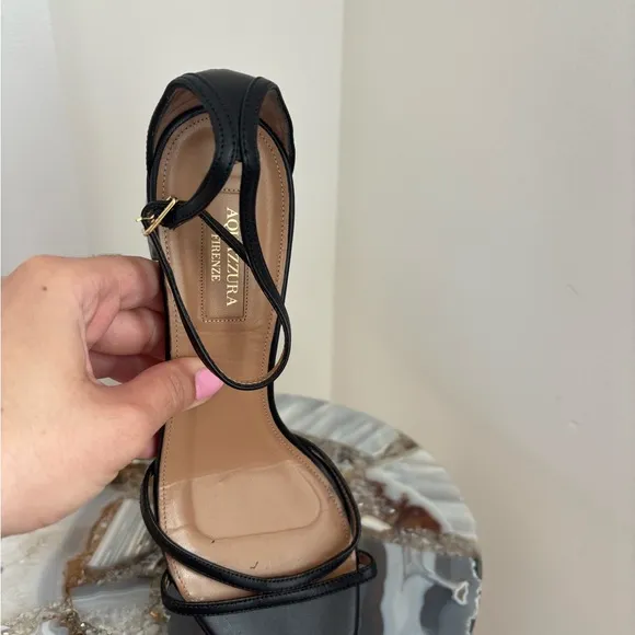 Aquazzura Black Leather Strappy Women's Sandals