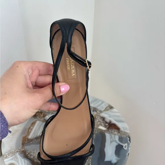 Aquazzura Black Leather Strappy Women's Sandals