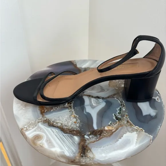 Aquazzura Black Leather Strappy Women's Sandals