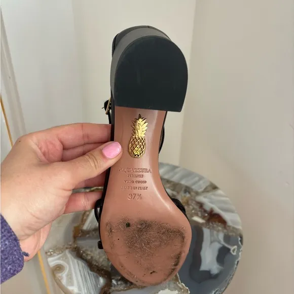 Aquazzura Black Leather Strappy Women's Sandals
