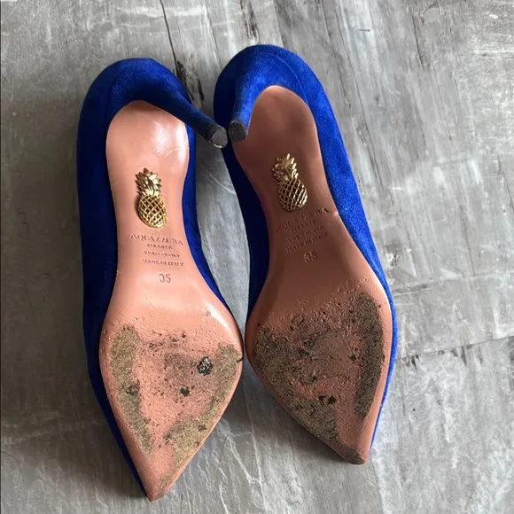 Aquazzura Elegant Blue Suede Women's Heels