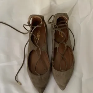 Aquazzura Women's Lace-Up Flats - olive green