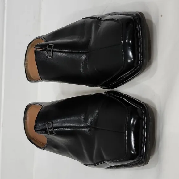 ARA Womens Shoes Size 5.5 G  Black Leather Heels Slides Sandals Mules Relax Flex