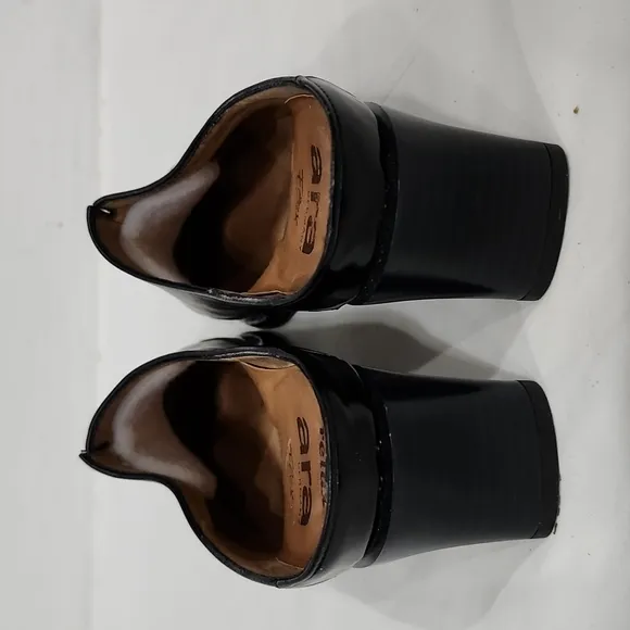 ARA Womens Shoes Size 5.5 G  Black Leather Heels Slides Sandals Mules Relax Flex