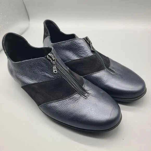 Arche womens Shoes Flat Comfort France Steel Metallic  Front Zipper sz 8/ 39