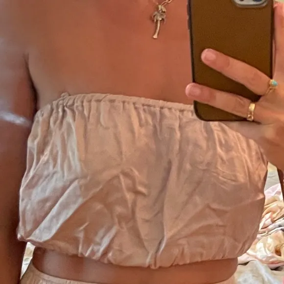 Archived Set: Myrah Peñaloza Donna tube top and pants silk satin
