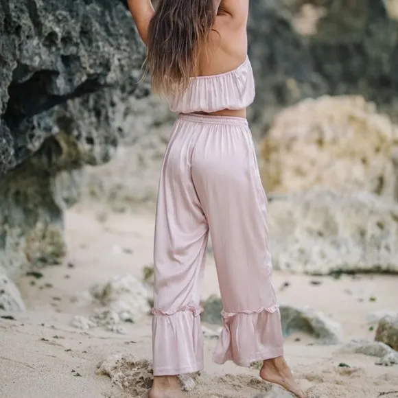 Archived Set: Myrah Peñaloza Donna tube top and pants silk satin