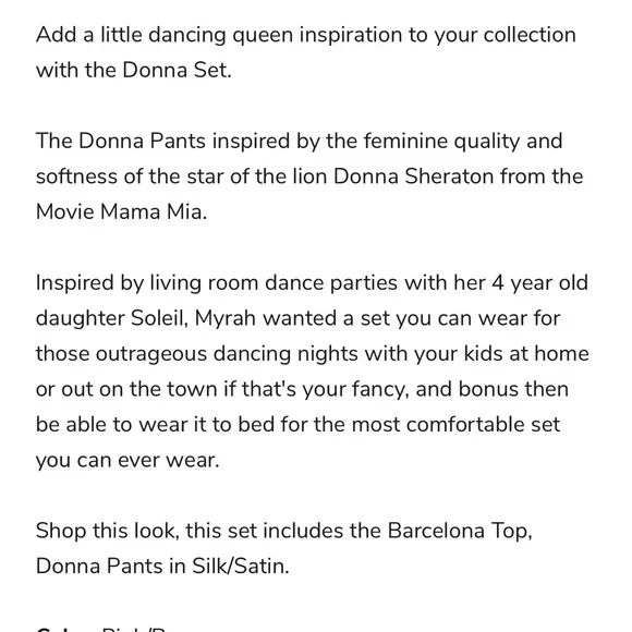 Archived Set: Myrah Peñaloza Donna tube top and pants silk satin