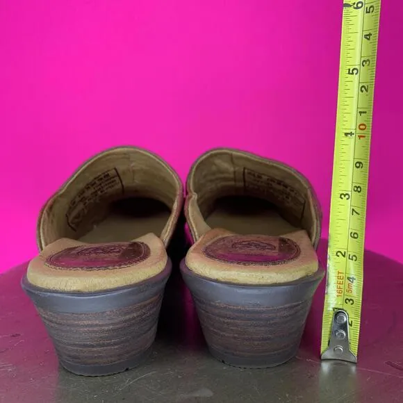 Ariat Juliette Brown Leather Western Stitch Detailing Heeled Mule Sz 6.5