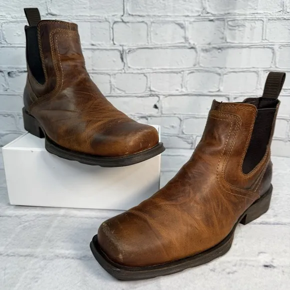 Ariat Midtown Rambler Square Toe Chelsea Boots Mens 10.5D Barn Brown 10019868