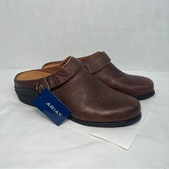 Ariat Sport Mule Brown Leather Slip On Shoes Heels Comfort Women 9.5