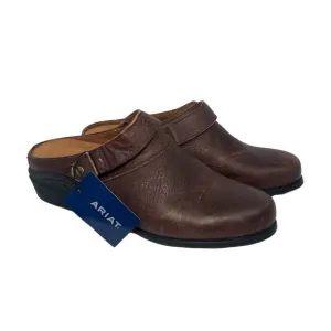 Ariat Sport Mule Brown Leather Slip On Shoes Heels Comfort Women 9.5