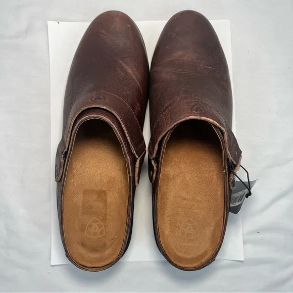 Ariat Sport Mule Brown Leather Slip On Shoes Heels Comfort Women 9.5