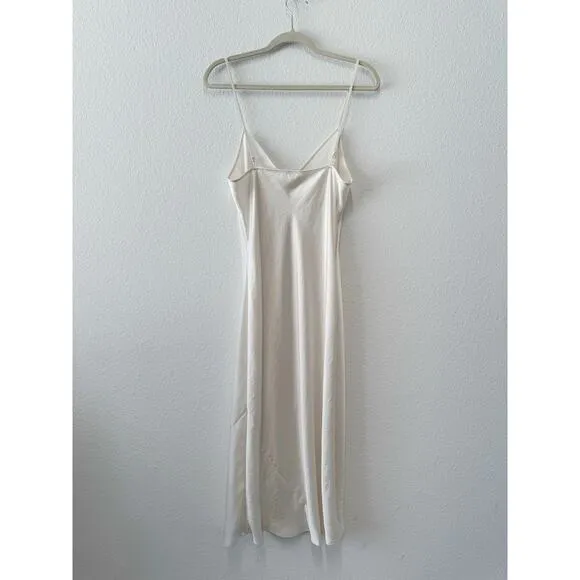 Aritzia Wilfred Slip Midi Dress Cream Champagne Satin Satin Size Medium