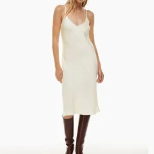 Aritzia Wilfred Slip Midi Dress Cream Champagne Satin Satin Size Medium